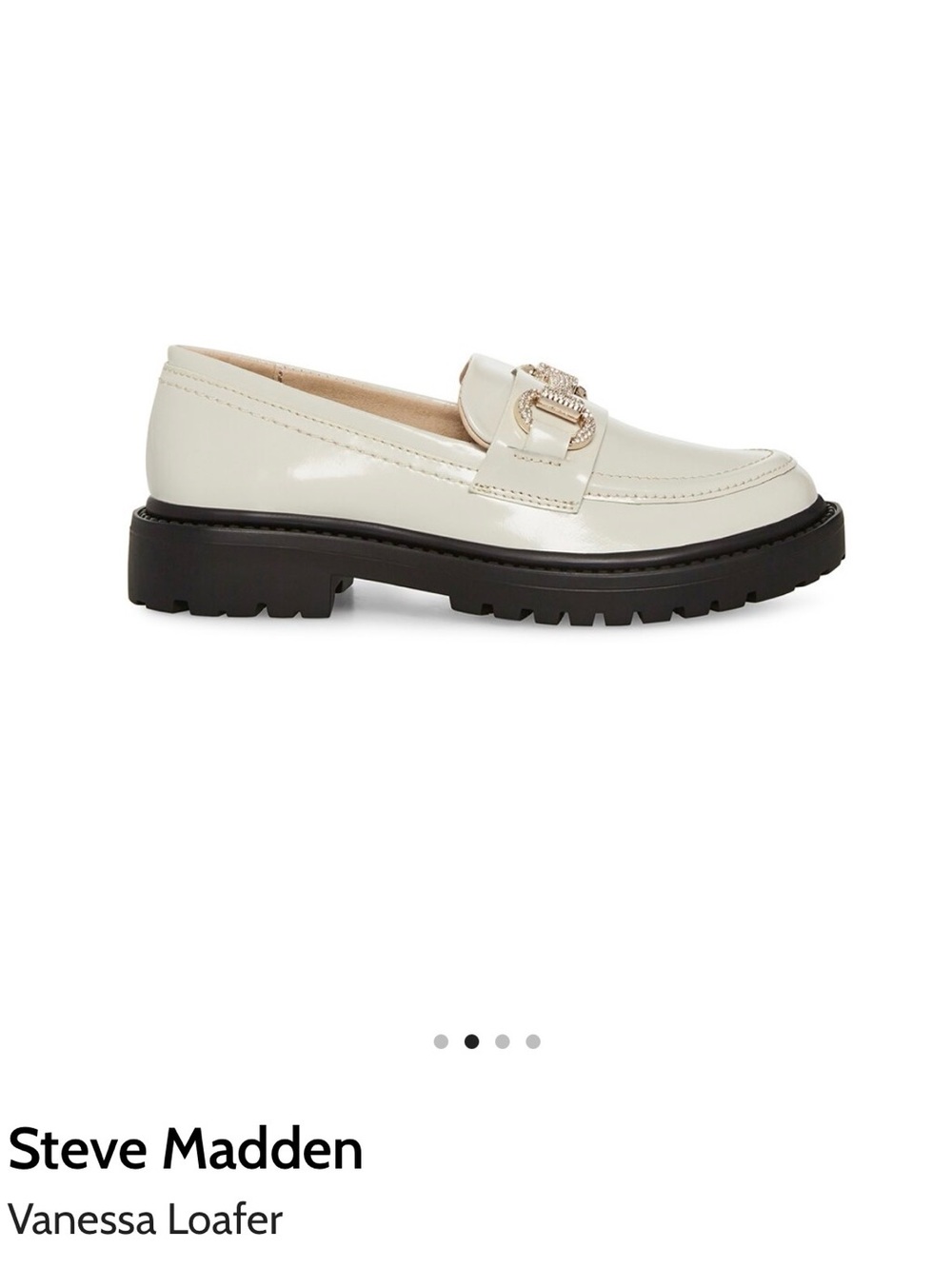 Steve Madden Vanessa Loafer in Ivory with Black Sole